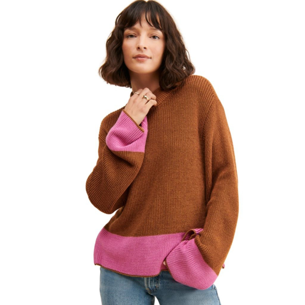 Varley Panama Knit Metallic Caramel Cafe Sweater - Medium